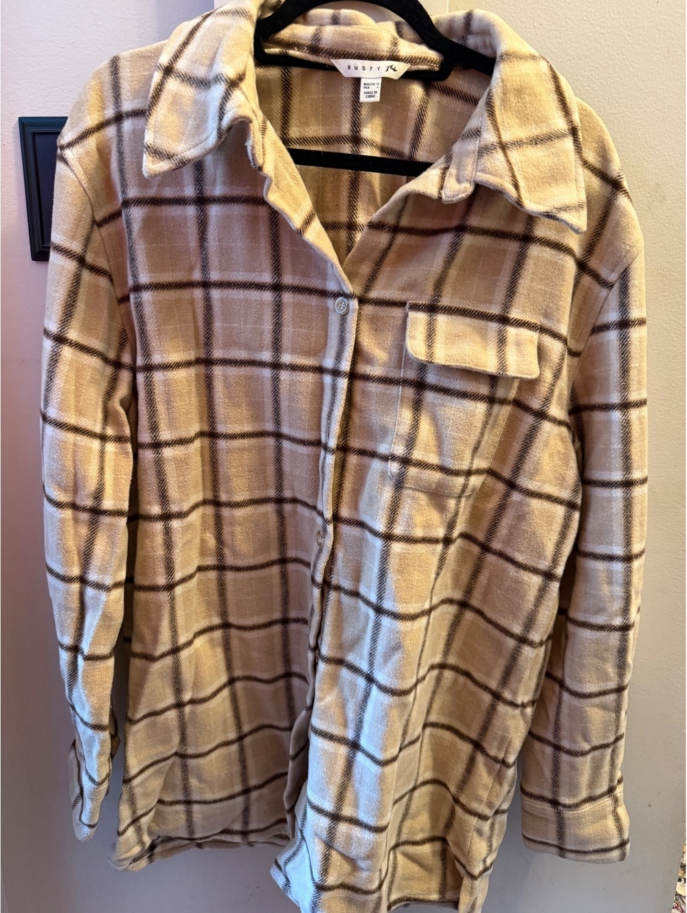 Rusty Beige Plaid Button Front Shirt